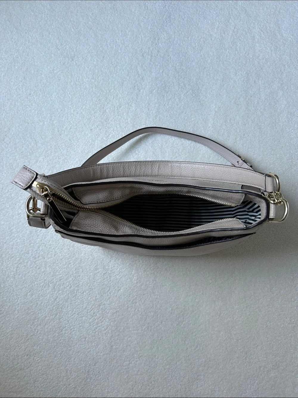kate spade Pebbled Leather Hobo in Soft Taupe